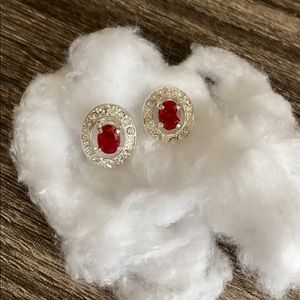 Red crystal earrings that come apart